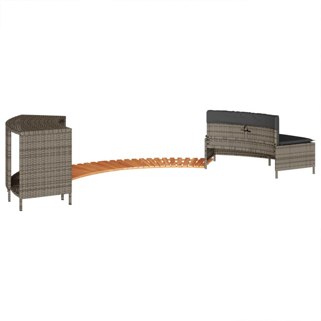 Whirlpool-Umrandung Grau Poly Rattan und Massivholz Akazie