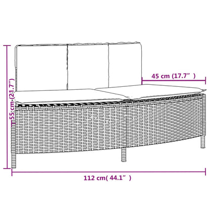 Whirlpool-Bänke mit Auflagen 2 Stk. Grau Poly Rattan