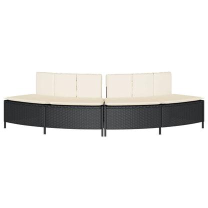 Whirlpool-Bänke mit Auflagen 2 Stk. Schwarz Poly Rattan