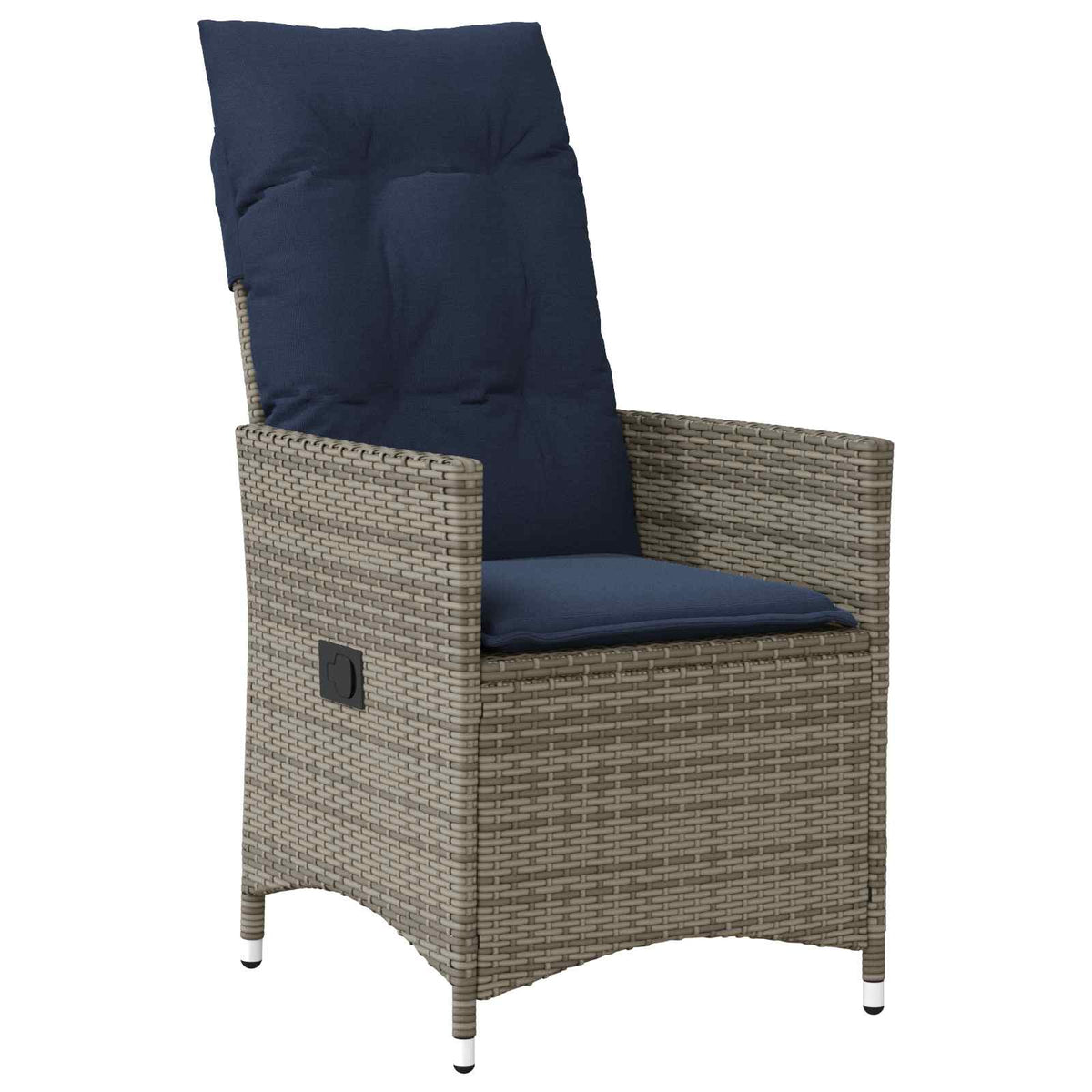 Gartensessel Verstellbar mit Kissen Grau Poly Rattan