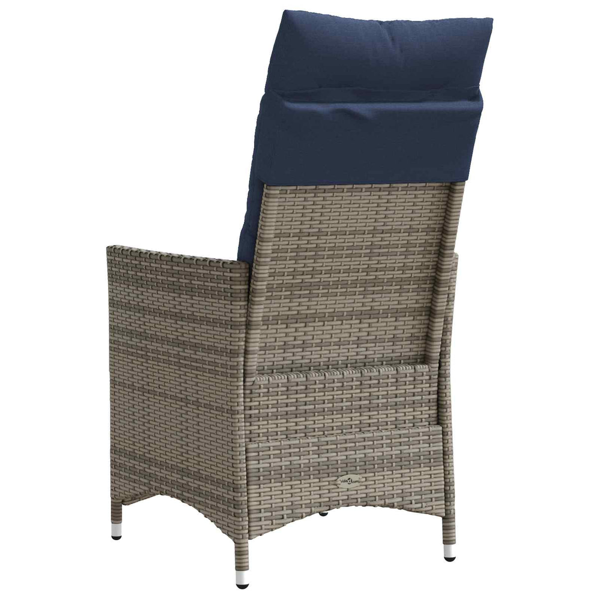 Gartensessel Verstellbar mit Kissen Grau Poly Rattan