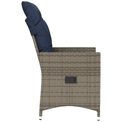 Gartenstühle Verstellbar 2 Stk. mit Kissen Grau Poly Rattan