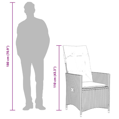 Gartenstühle Verstellbar 2 Stk. mit Kissen Grau Poly Rattan