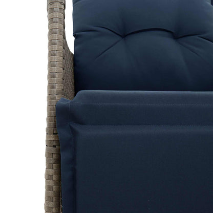 Gartensessel Verstellbar mit Kissen Grau Poly Rattan