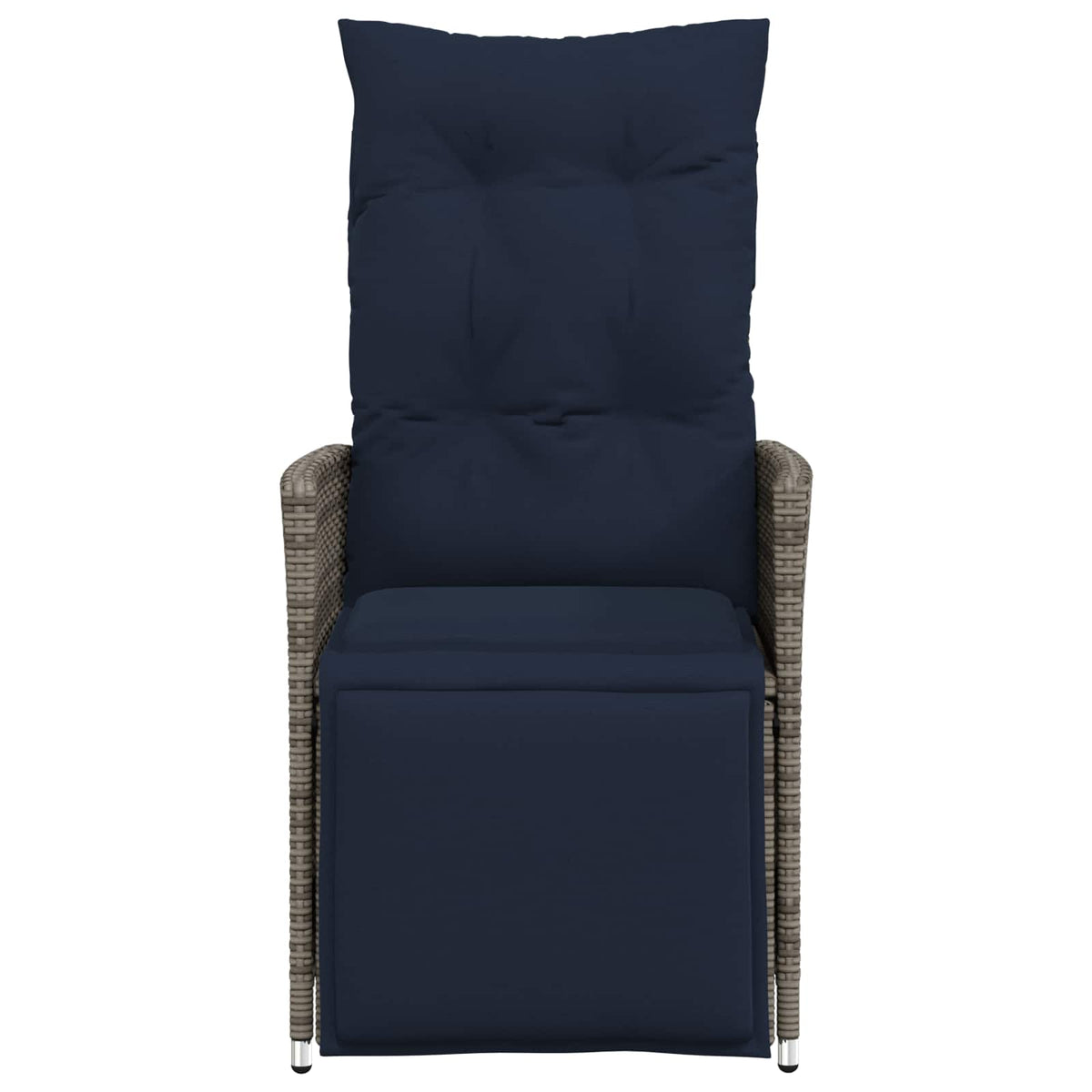 Gartensessel Verstellbar mit Kissen Grau Poly Rattan