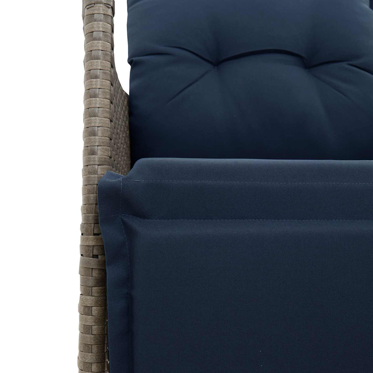 3-teiliges Bistro-Set mit Kissen Grau Poly Rattan