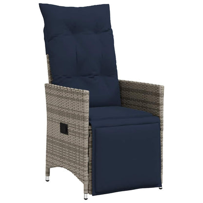 3-teiliges Bistro-Set mit Kissen Grau Poly Rattan