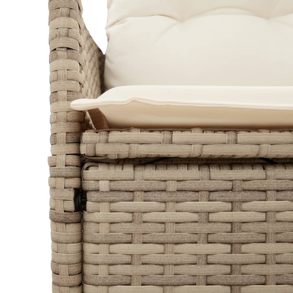 Gartensofa 2-Sitzer Verstellbar mit Tisch Beige Poly Rattan