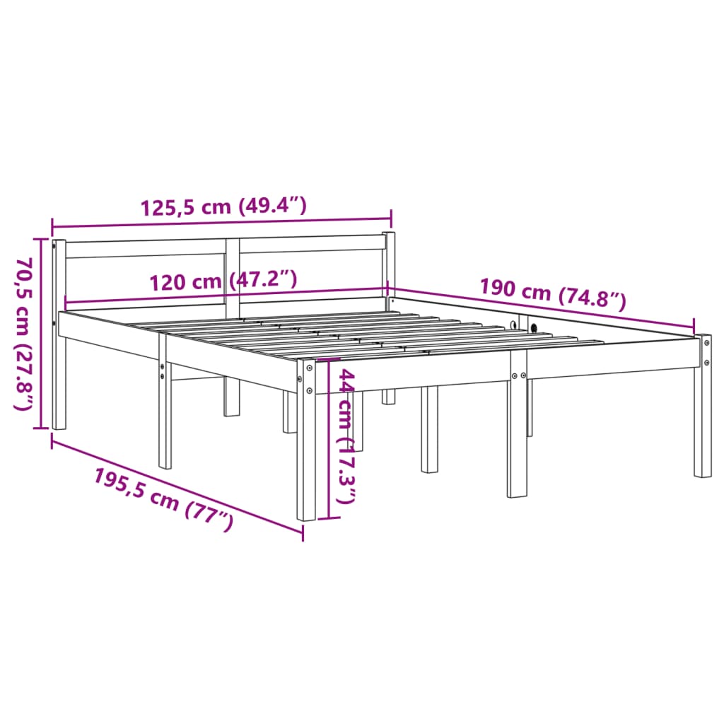 Lit senior wax marron 120x190 cm bois de pin massif