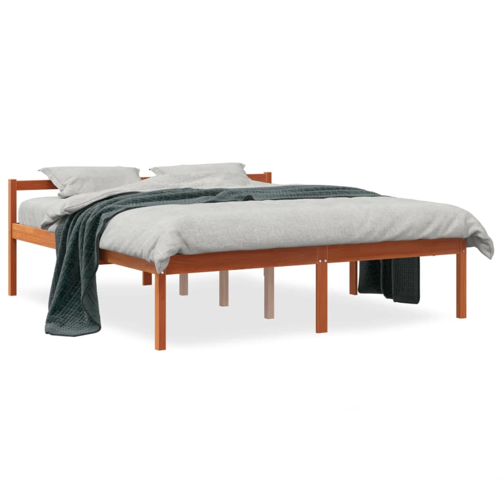 Seniorenbett Wachsbraun 150x200 cm Massivholz Kiefer