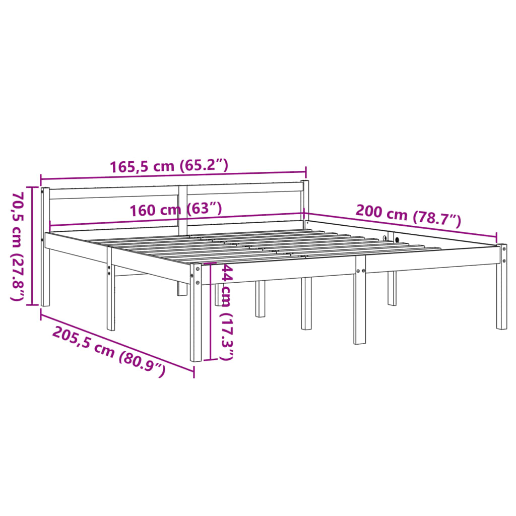 Lit senior wax marron 160x200 cm bois de pin massif