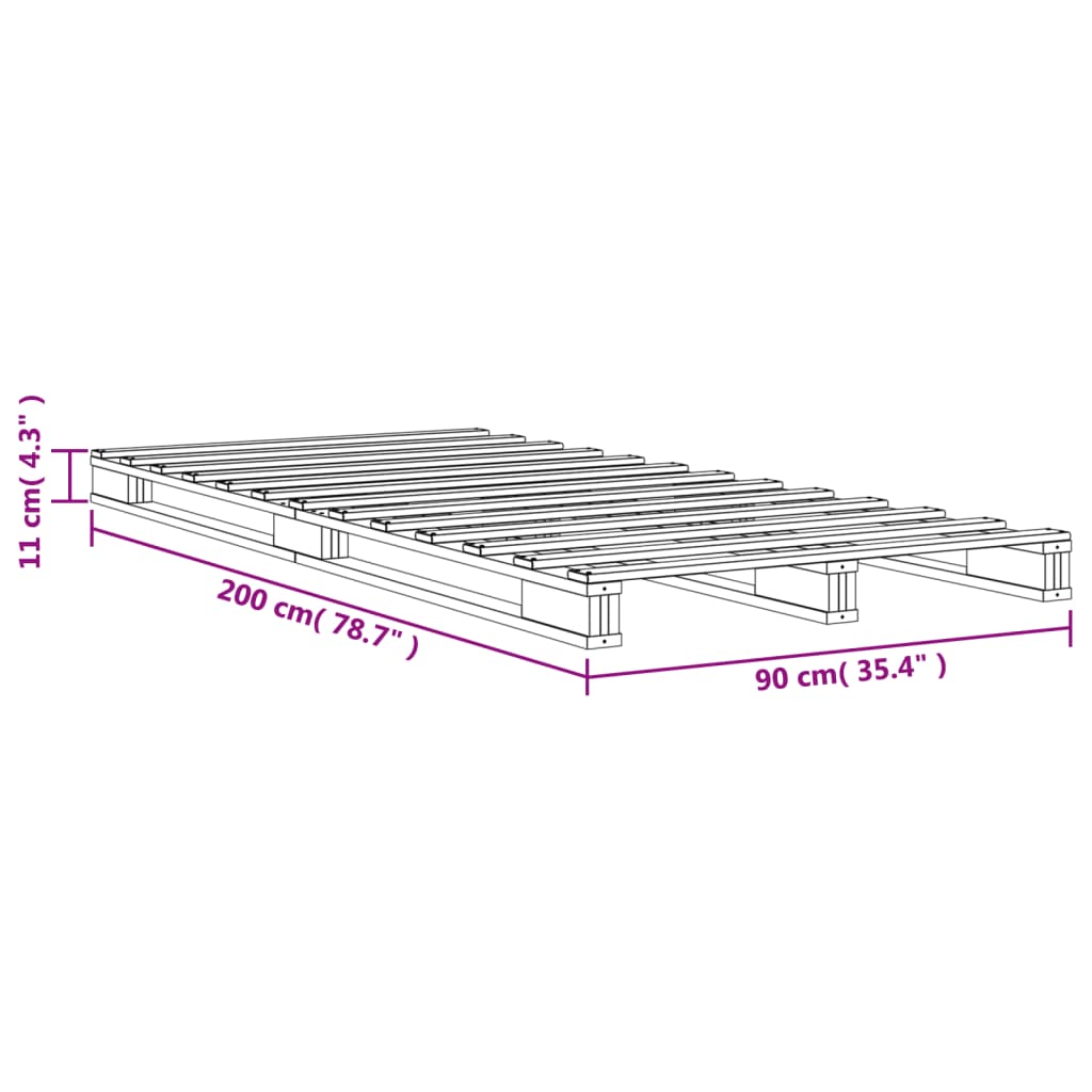 Lit de palette cire marron 90x200 cm bois de pin massif