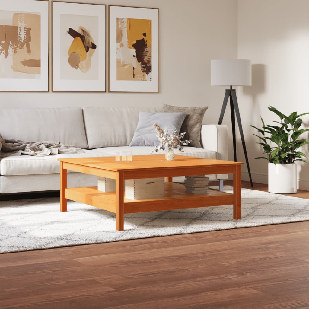 Coffee table wax brown 100x100x40 cm solid pine wood