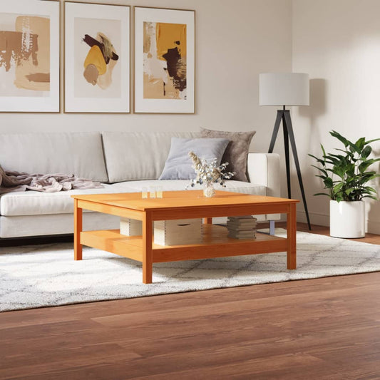 Coffee table wax brown 100x100x40 cm solid pine wood