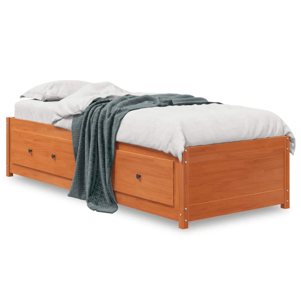 Lit de repos sans matelas ciré marron 80x200 cm bois de pin massif