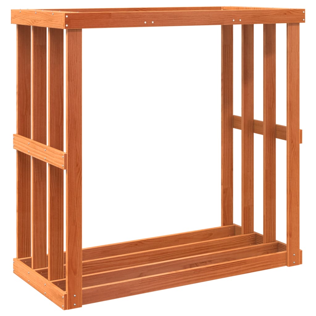 Etagère à bûches d'extérieur cire marron 109x52x106 cm bois massif