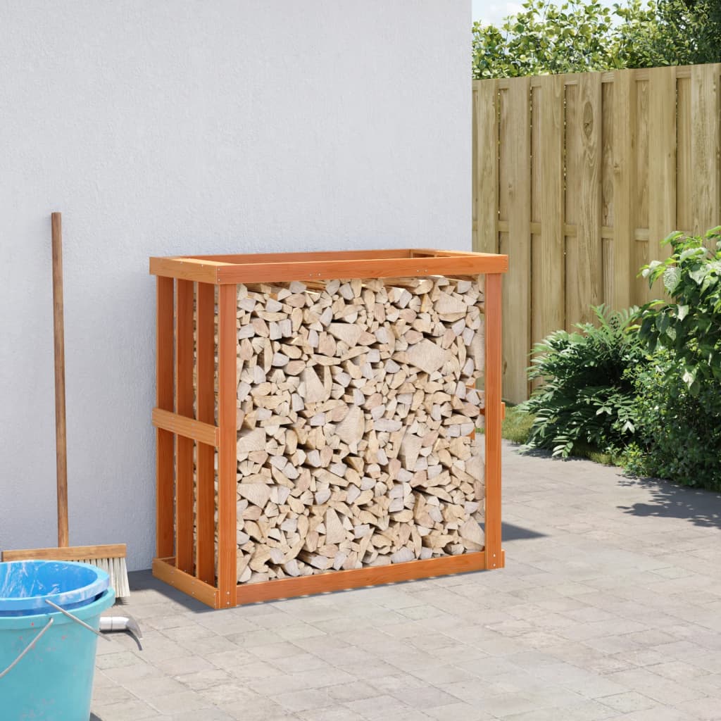 Etagère à bûches d'extérieur cire marron 109x52x106 cm bois massif