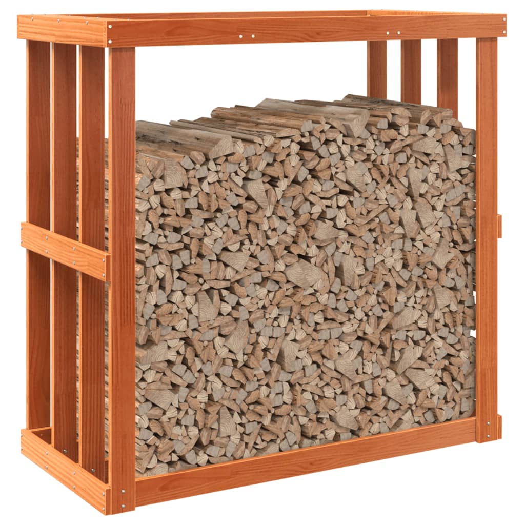 Etagère à bûches d'extérieur cire marron 109x52x106 cm bois massif