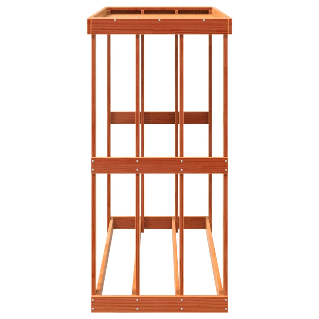 Etagère à bûches d'extérieur cire marron 109x52x106 cm bois massif