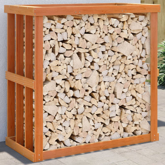 Etagère à bûches d'extérieur cire marron 109x52x106 cm bois massif