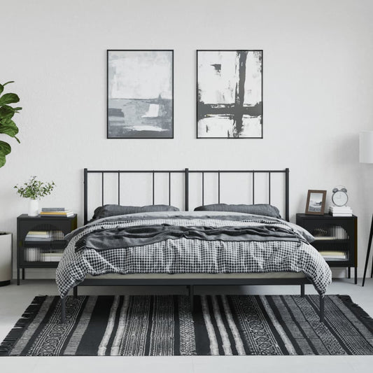 Tables de chevet, lot de 2, noir, 50 x 35 x 60 cm, verre et acier