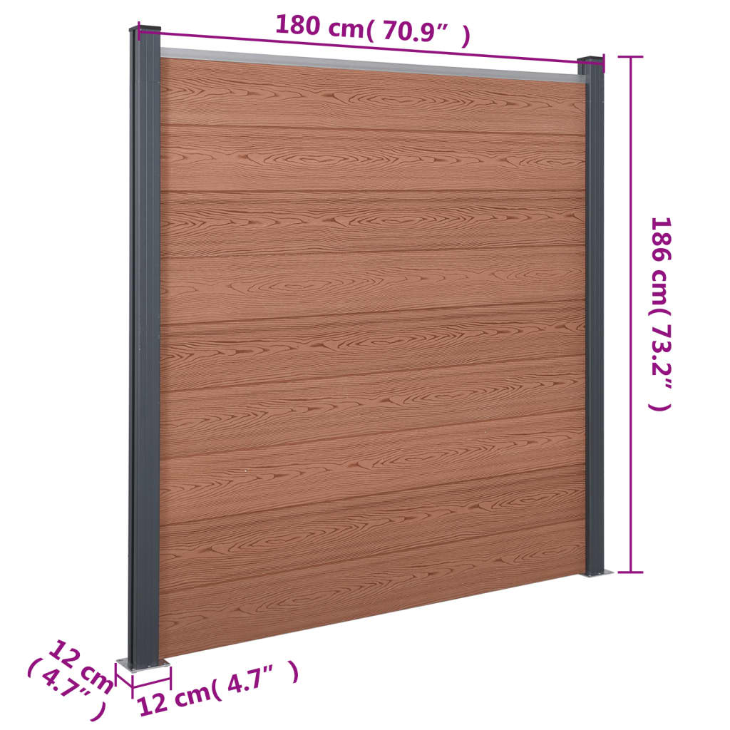 Zaunelement-Set Braun 353x186 cm WPC