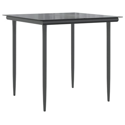 3-tlg. Garten-Essgruppe mit Kissen Schwarz Poly Rattan