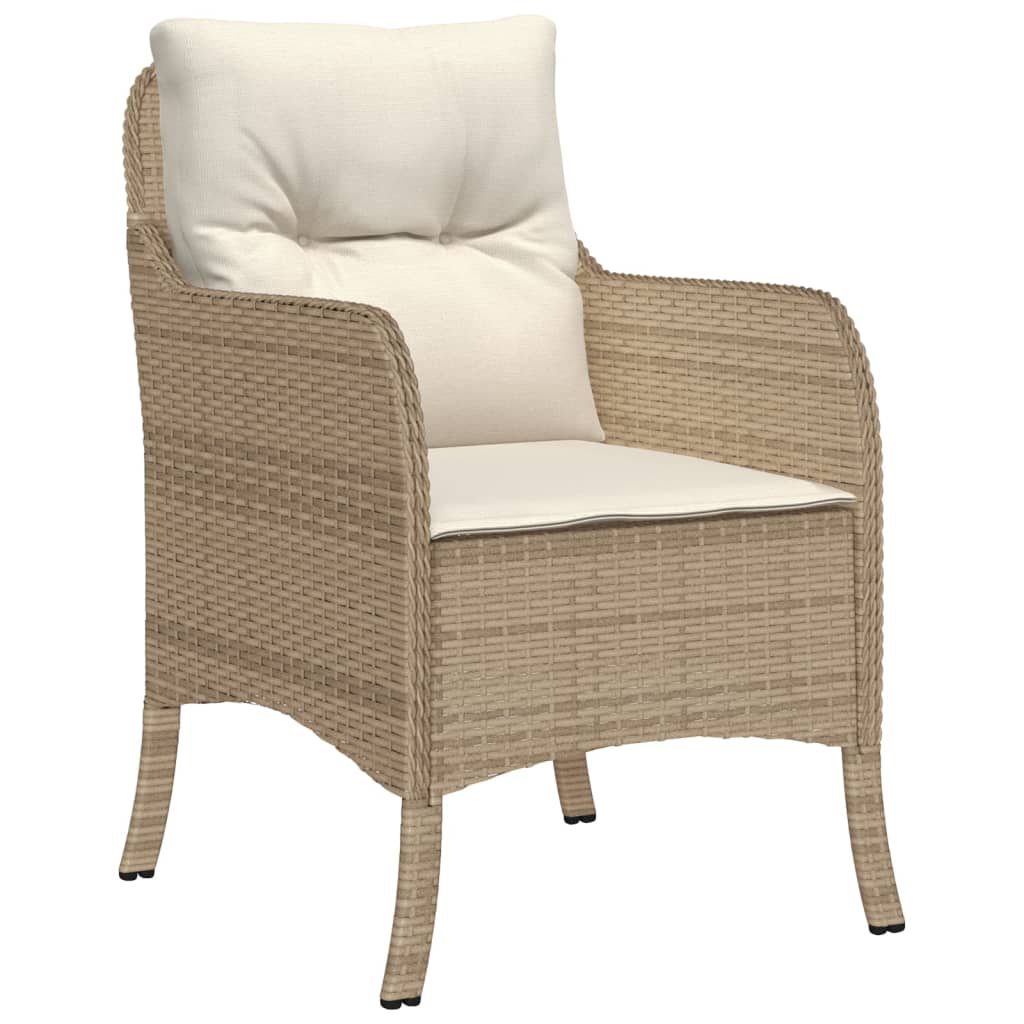 3-tlg. Garten-Essgruppe mit Kissen Beige Poly Rattan