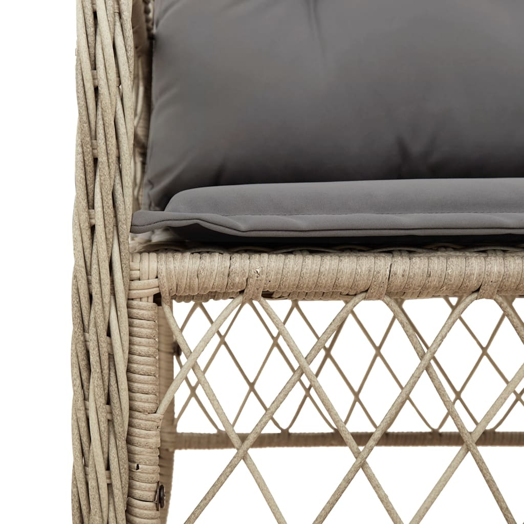 3-tlg. Bistro-Set mit Kissen Beigemischung Poly Rattan