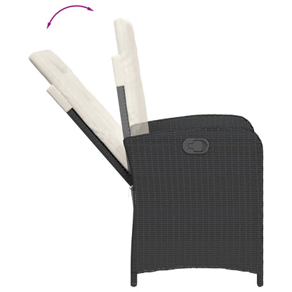 7-tlg. Garten-Essgruppe mit Kissen Schwarz Poly Rattan