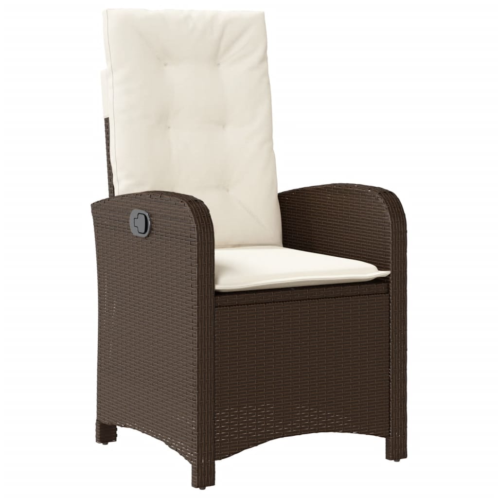 5-tlg. Garten-Essgruppe mit Kissen Braun Poly Rattan