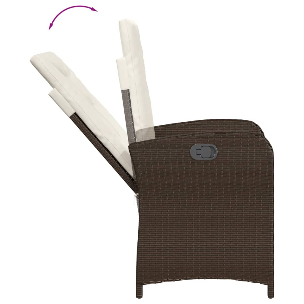 5-tlg. Garten-Essgruppe mit Kissen Braun Poly Rattan