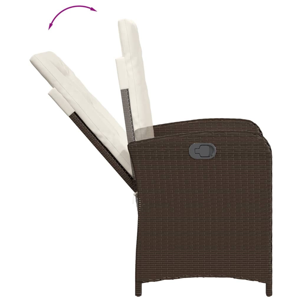 3-tlg. Garten-Essgruppe mit Kissen Braun Poly Rattan