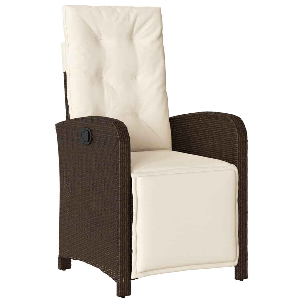 5-tlg. Garten-Essgruppe mit Kissen Braun Poly Rattan
