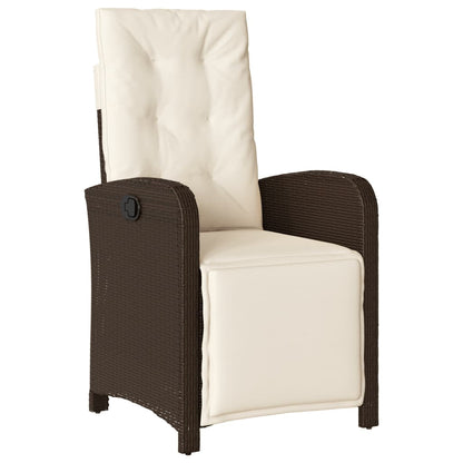 5-tlg. Garten-Essgruppe mit Kissen Braun Poly Rattan