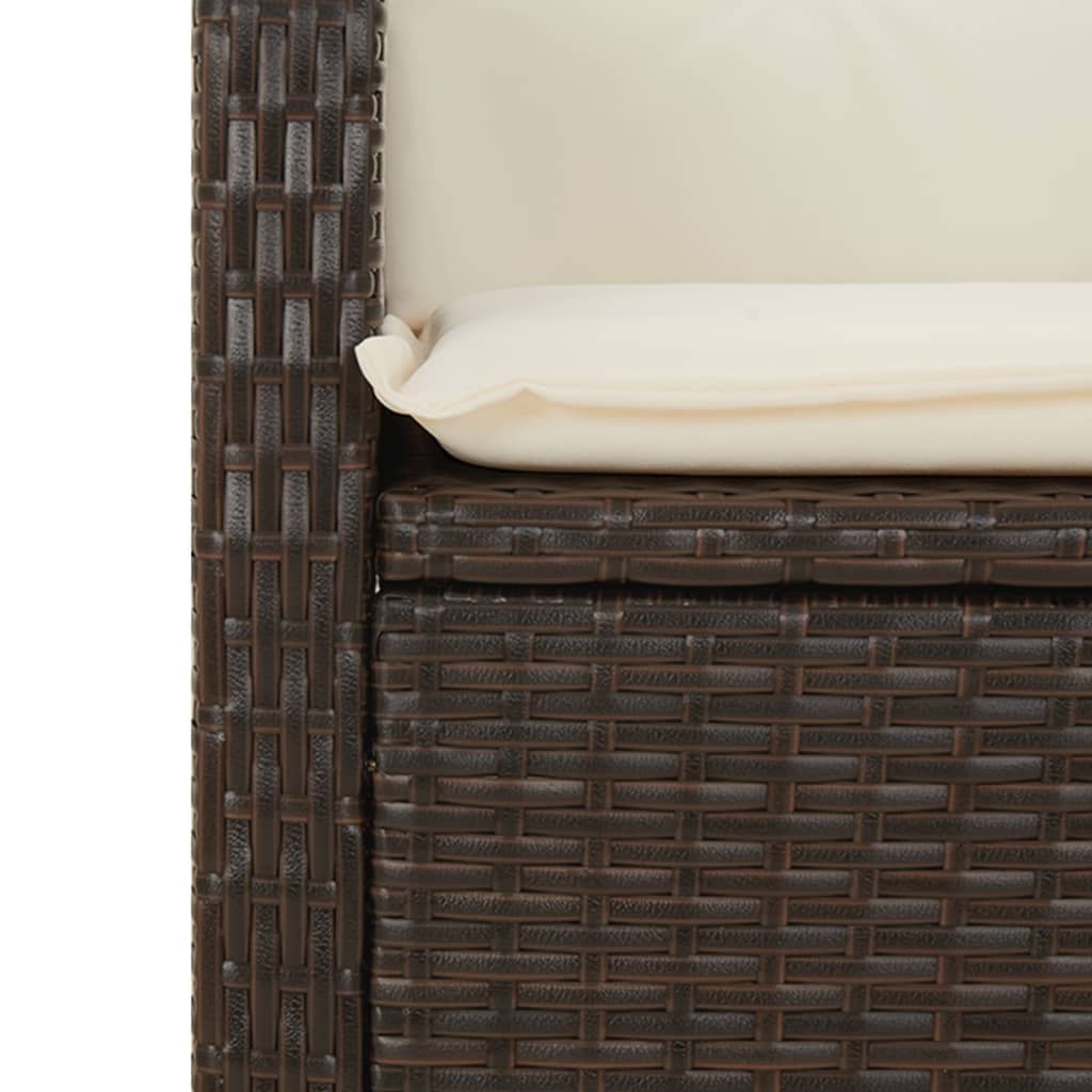 5-tlg. Garten-Essgruppe mit Kissen Braun Poly Rattan