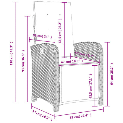 9-tlg. Garten-Essgruppe mit Kissen Braun Poly Rattan