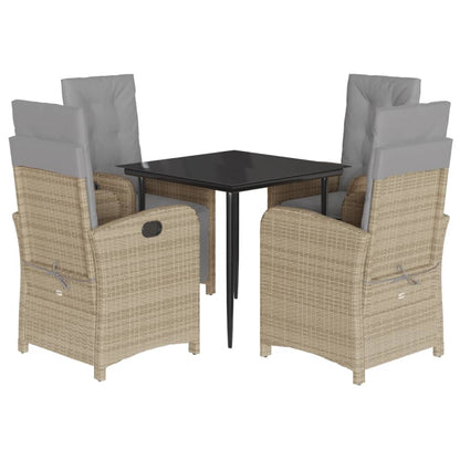 5-tlg. Garten-Essgruppe mit Kissen Beigemischung Poly Rattan