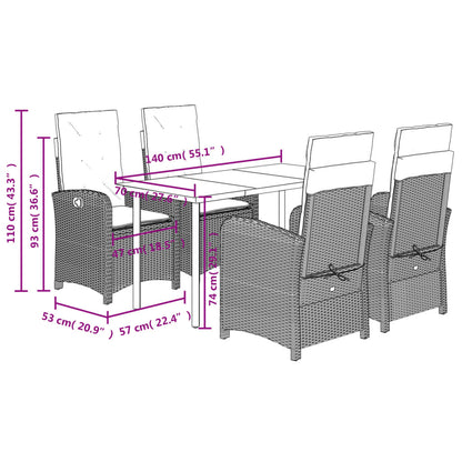 5-tlg. Garten-Essgruppe mit Kissen Beigemischung Poly Rattan