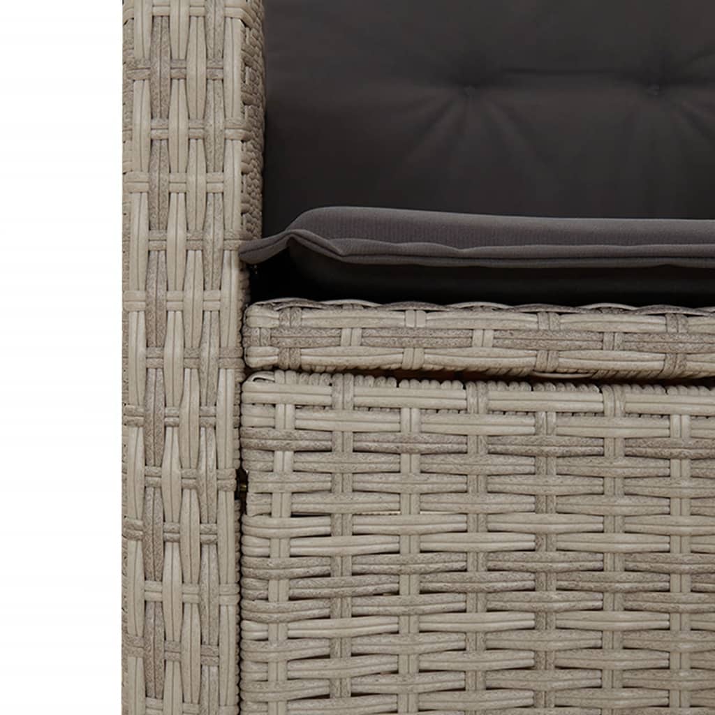 7-tlg. Garten-Essgruppe mit Kissen Hellgrau Poly Rattan