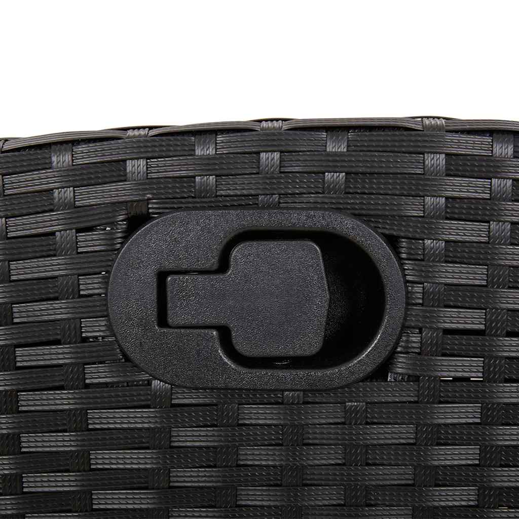 7-tlg. Garten-Essgruppe mit Kissen Schwarz Poly Rattan