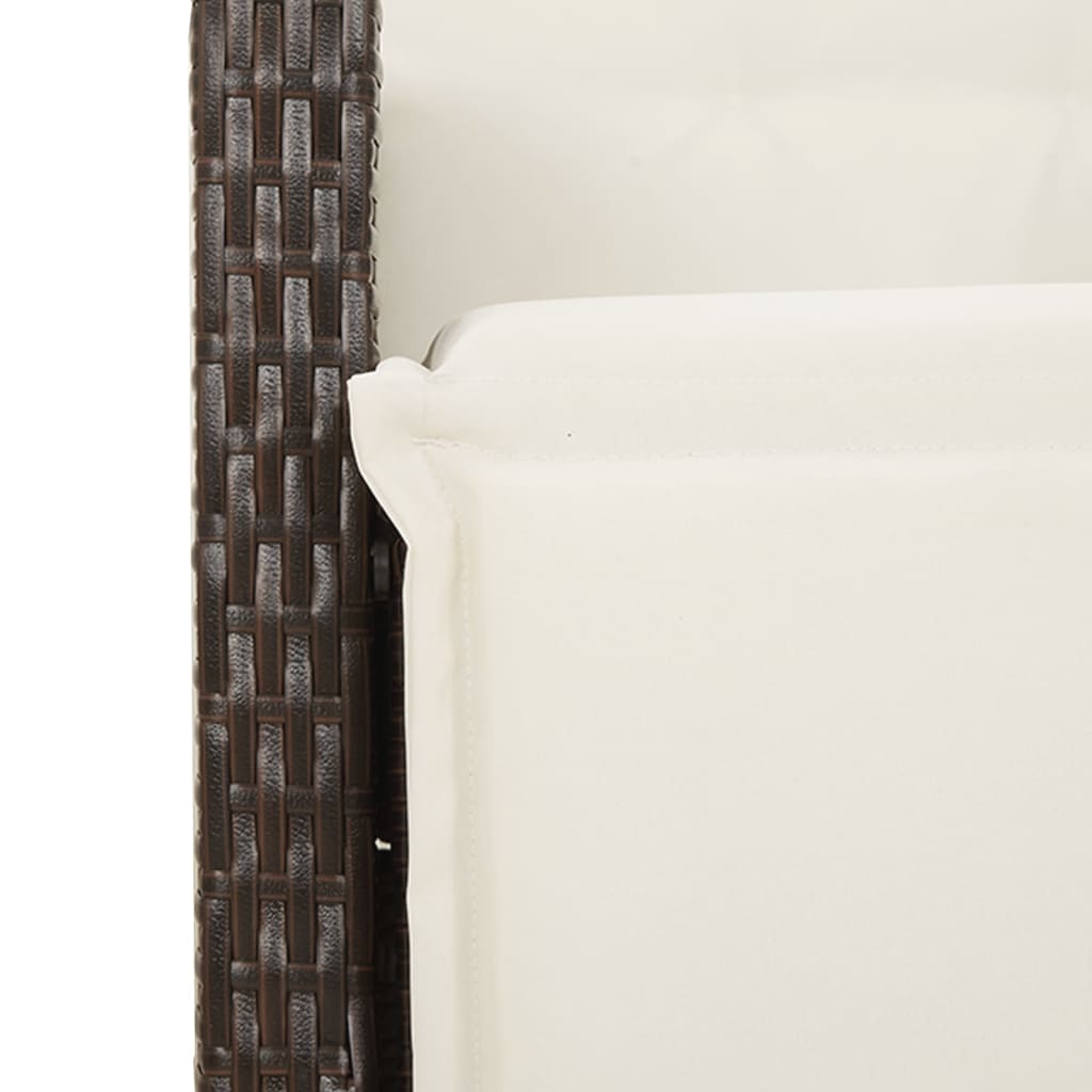 3-tlg. Bistro-Set mit Kissen Braun Poly Rattan