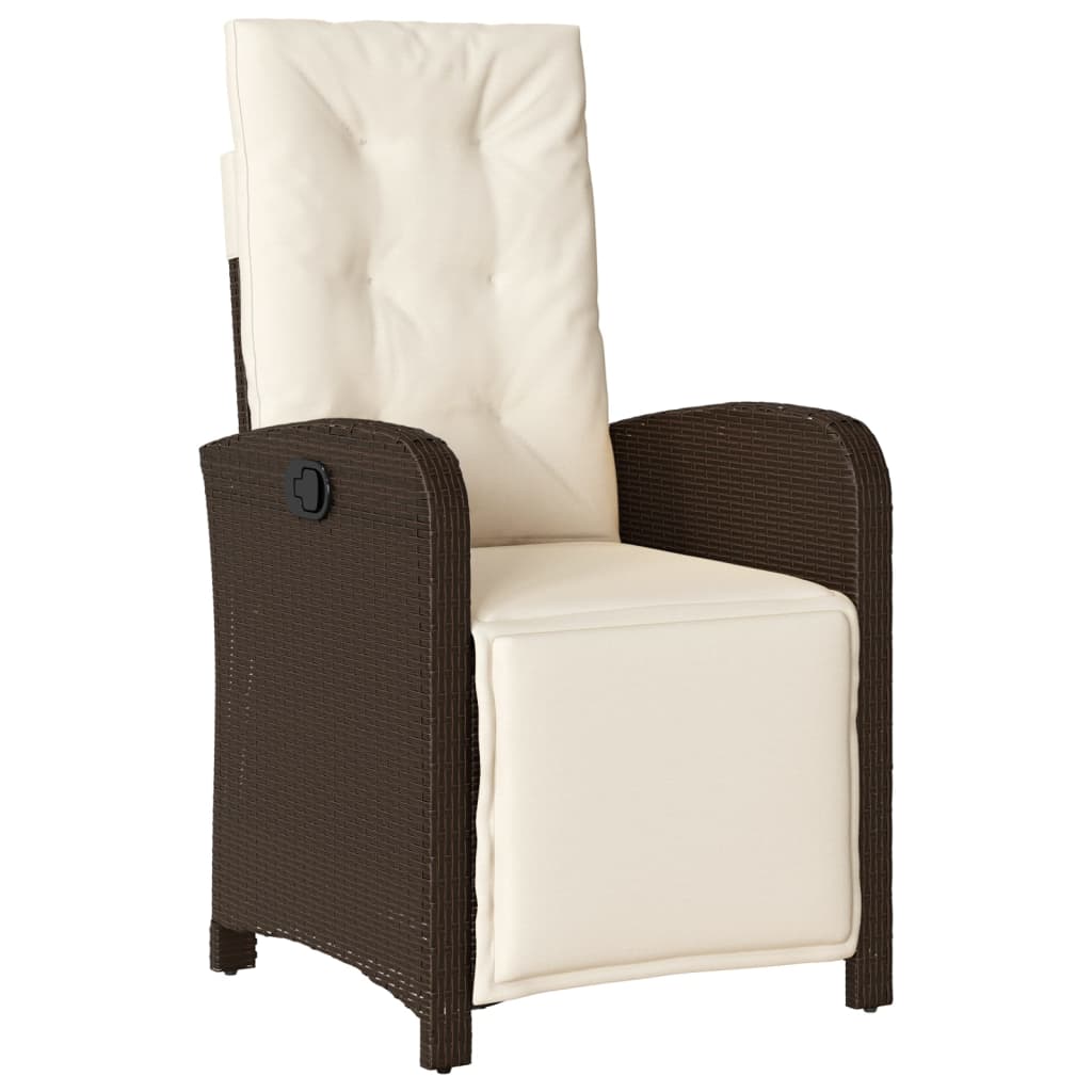 3-tlg. Bistro-Set mit Kissen Braun Poly Rattan
