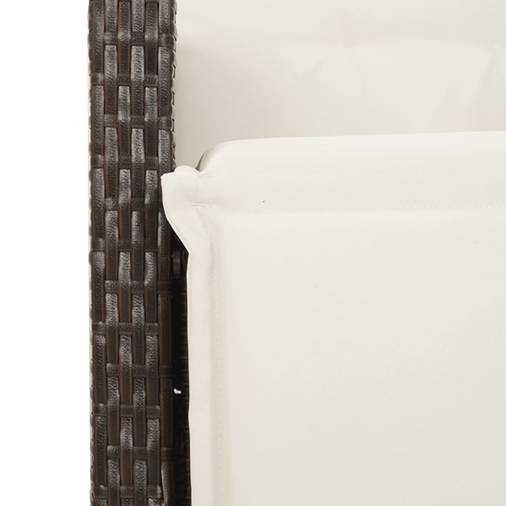 3-tlg. Bistro-Set mit Kissen Braun Poly Rattan