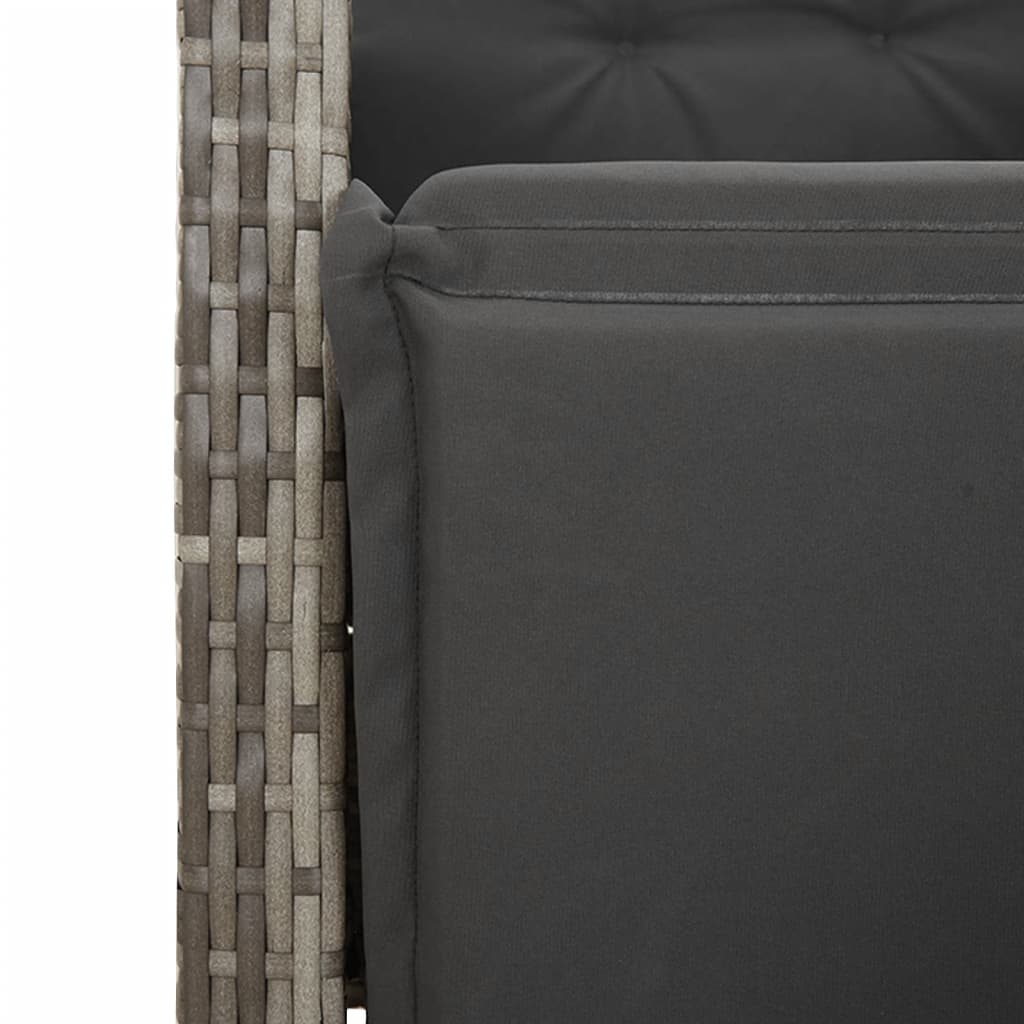 3-tlg. Bistro-Set mit Kissen Grau Poly Rattan