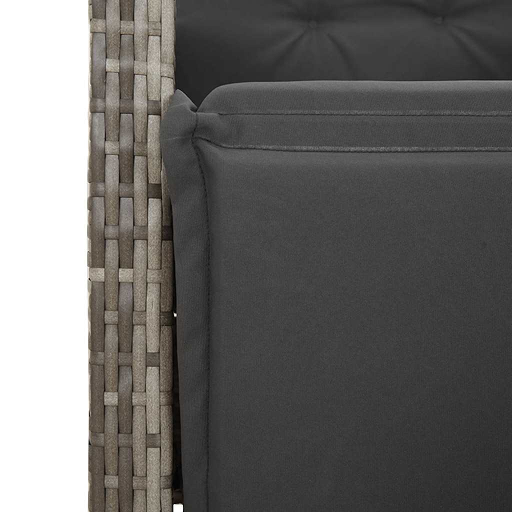 3-tlg. Bistro-Set mit Kissen Grau Poly Rattan