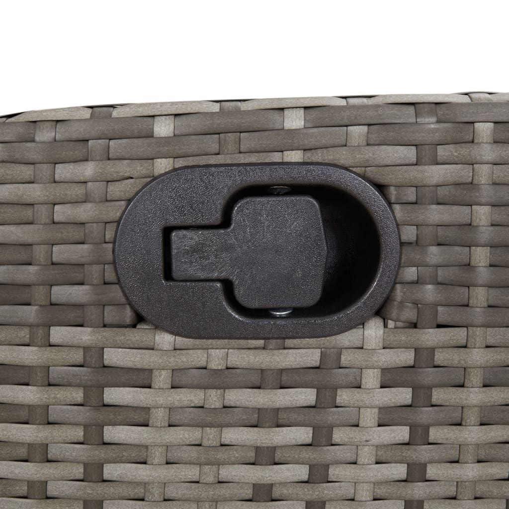 3-tlg. Bistro-Set mit Kissen Grau Poly Rattan