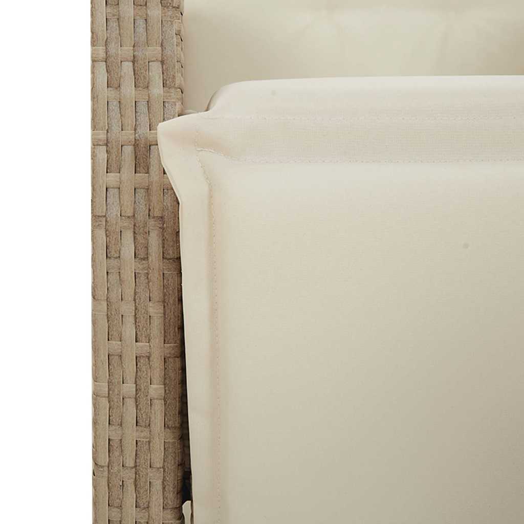 3-tlg. Bistro-Set mit Kissen Beige Poly Rattan