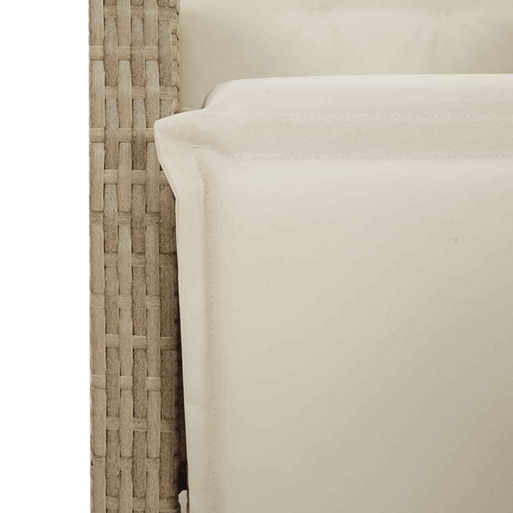 3-tlg. Bistro-Set mit Kissen Beige Poly Rattan