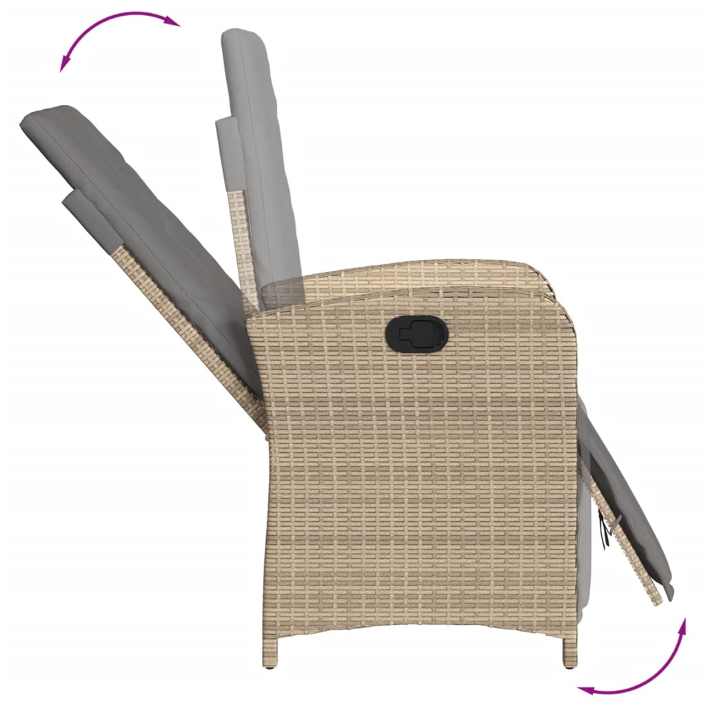 3-tlg. Bistro-Set mit Kissen Beige Poly Rattan